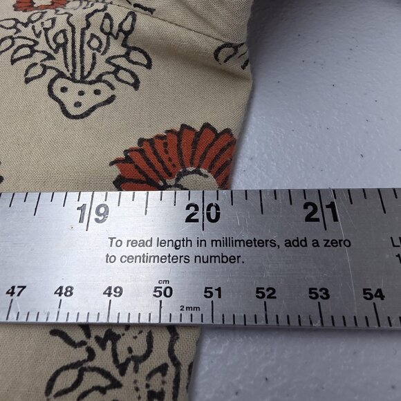 STOP everywear Tunic Shirt Womens Large Cream Red Block Print Kurta Cotton Boho - Picture 9 of 10